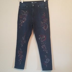 NWOT Diane Gilman jeans with embroidery & sequins